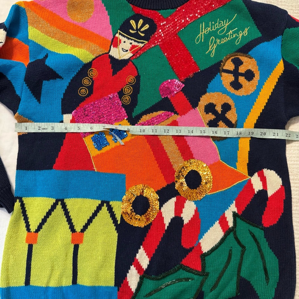 I.B. DIFFUSION Women LARGE Vintage 90's Sequined Beaded Ugly Christmas Sweater - Picture 9 of 10